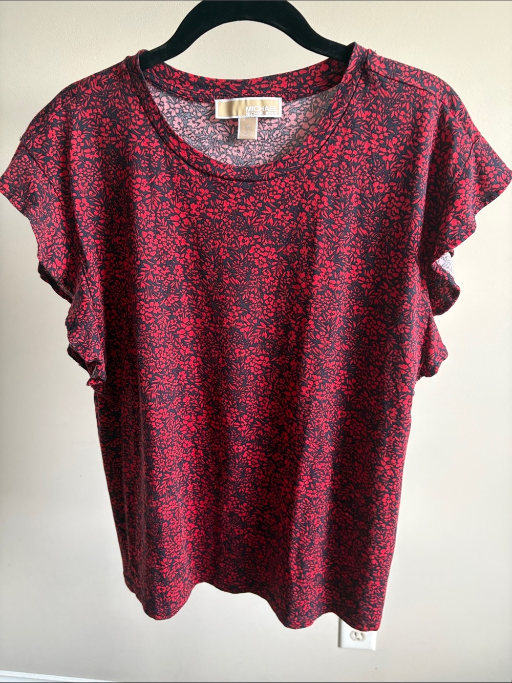 Michael Kors Black & Red Floral Short Sleeve Tee